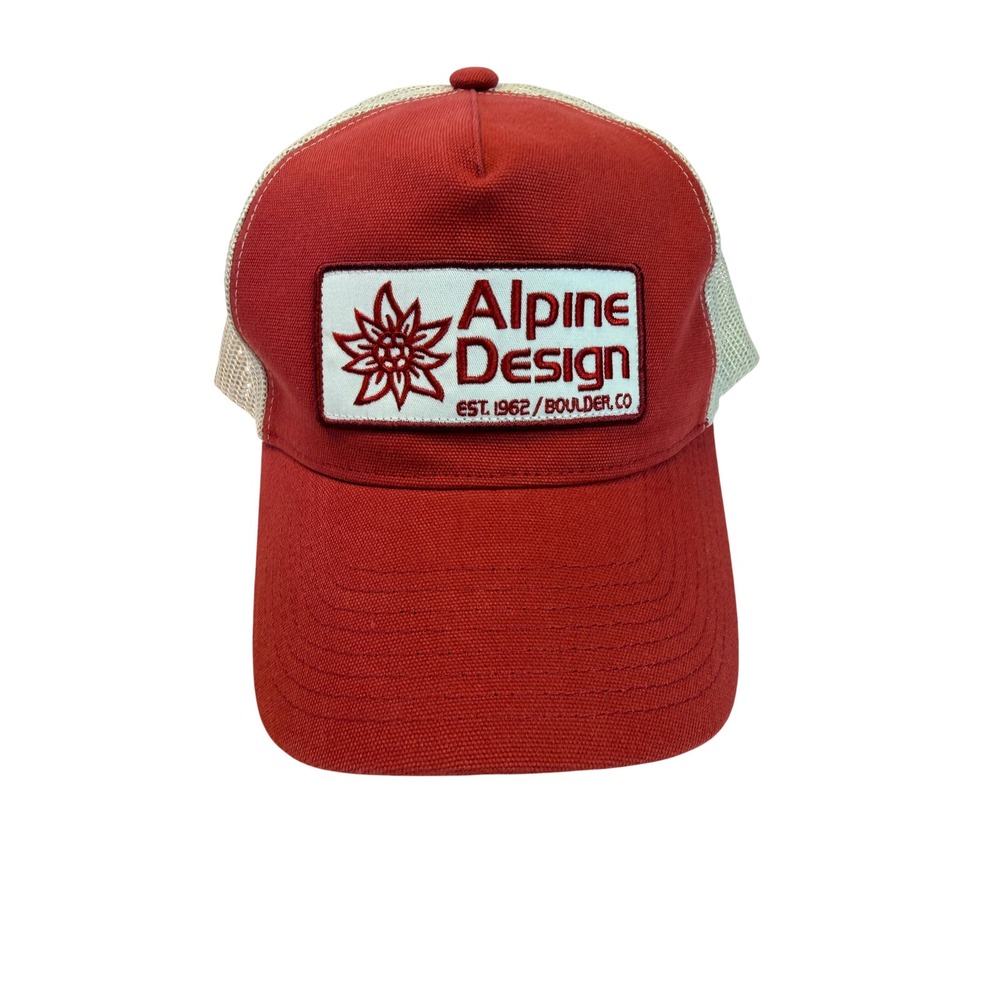 Alpine Design Trucker Hat Mesh Back Men's OSFA Ruby Red Cap Gorpcore Hiking New
